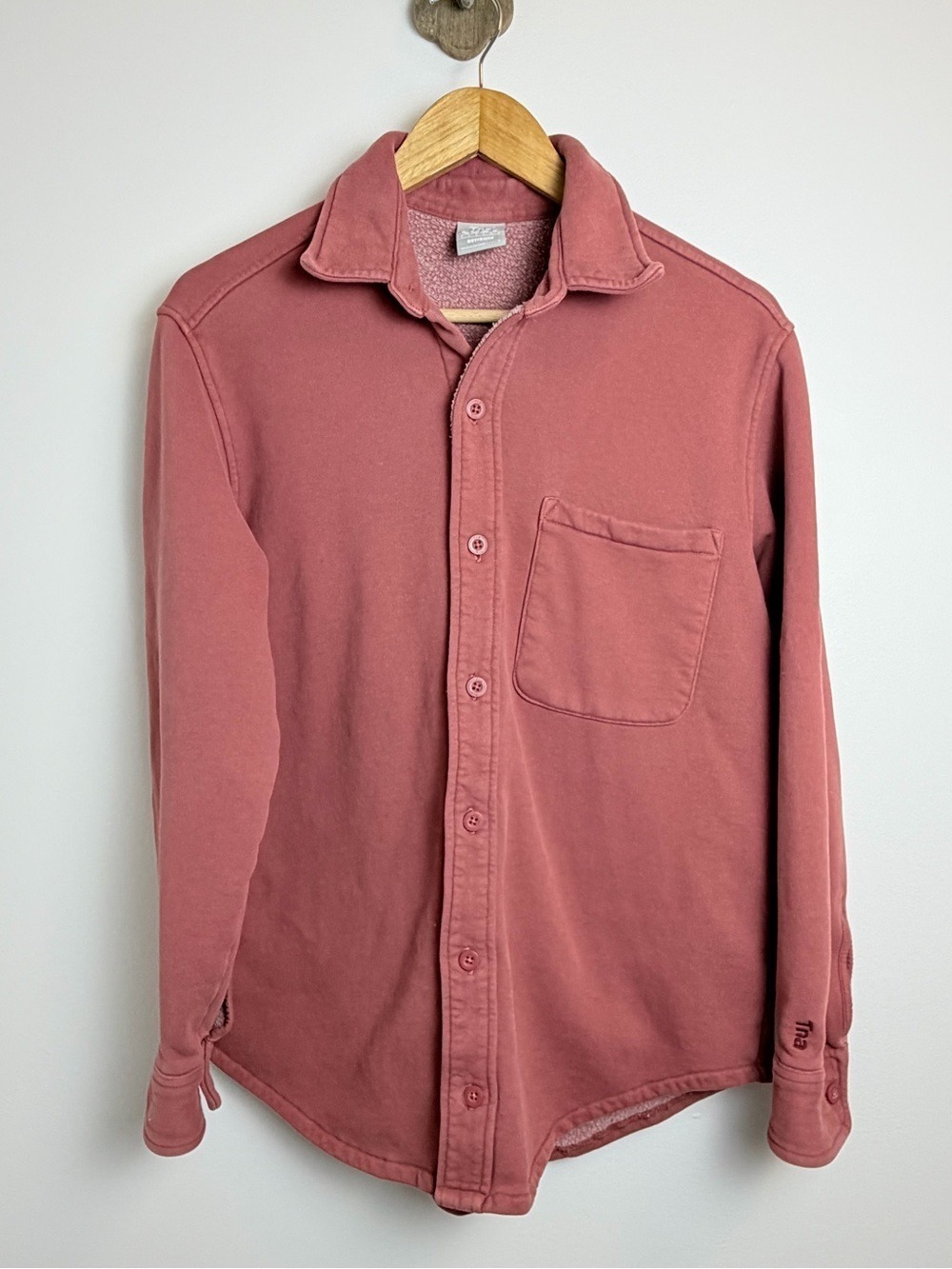 Aritzia Tna Cozy Fleece Boyfriend Shacket Dusty Rose Pink Small